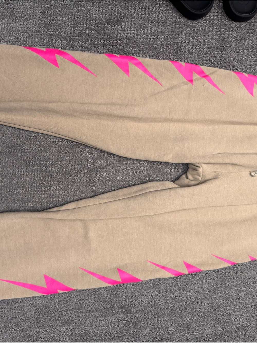 Aviator Nation Beige Joggers with Pink Lightning Bolt - Picture 8 of 8